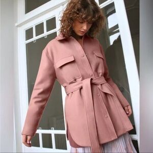 Aritzia Rialto Pink Blazer with Notched Lapel and Belt